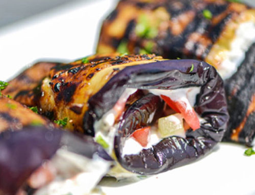 Eggplant Spirals With Greek Yogurt, Tomatoes, and Cucumber Recipe